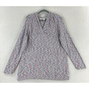 J. Jill Petites Sweater Womens Size PL Pink Marled Long Sleeve Pullover Hoodie